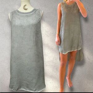 Cloth & Stone Anthropologie Chambray High Low Sleeveless Acid Wash Grey Dress M